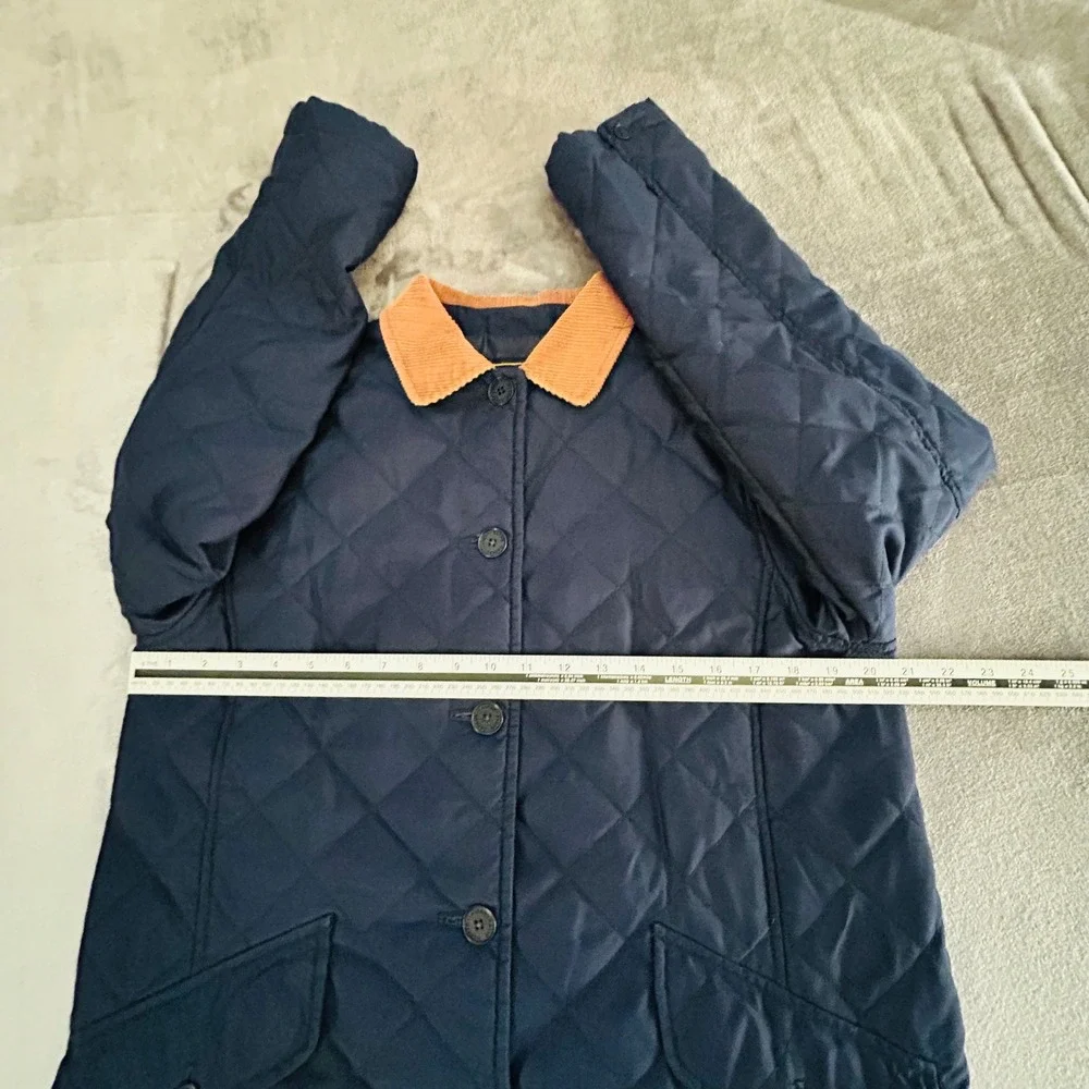 Lauren Ralph Lauren Jacket Womens PS Navy Quilted Corduroy Collar Barn Coat